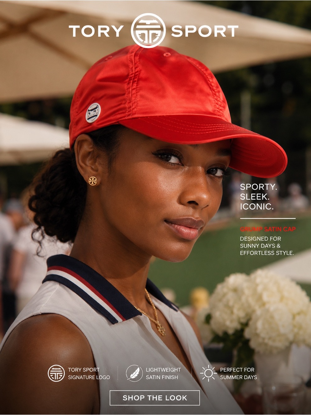 TORY BURCH SPORT Grump Satin Cap